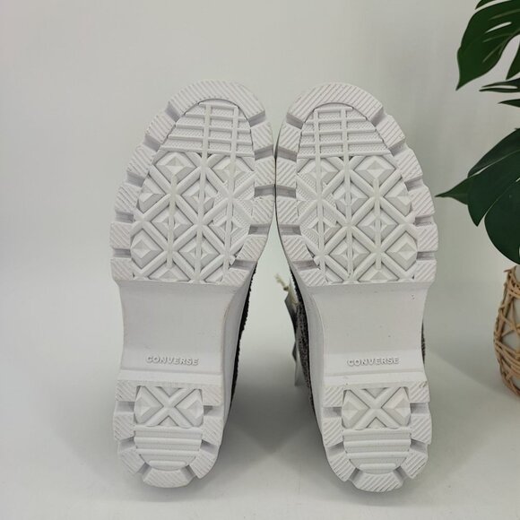 Converse Women's Platform Lugged Cozy Gray Sherpa Sneakers Size 6 - Picture 8 of 8
